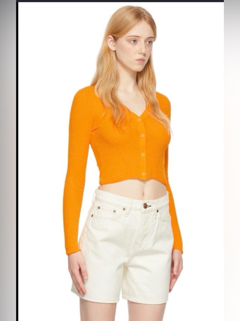 Rag & Bone Soleil Bright Mustard// Gold stretch light Knit Cardigan Sweater sz M